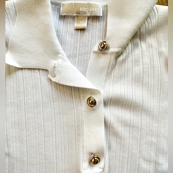 MICHAEL KORS Ribbed Stretch Viscose Polo |SIZE M| - Picture 4 of 8